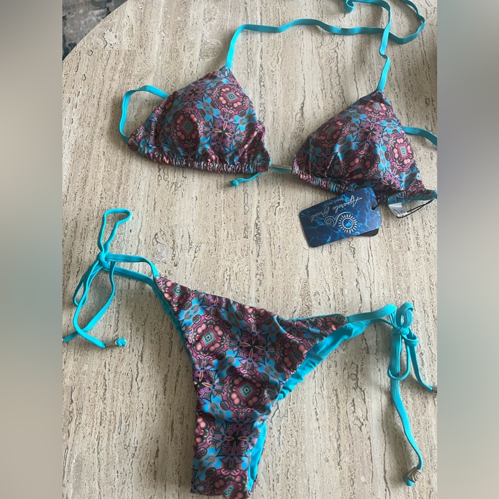 New with tags colorful Brazilian bikini size LARGE